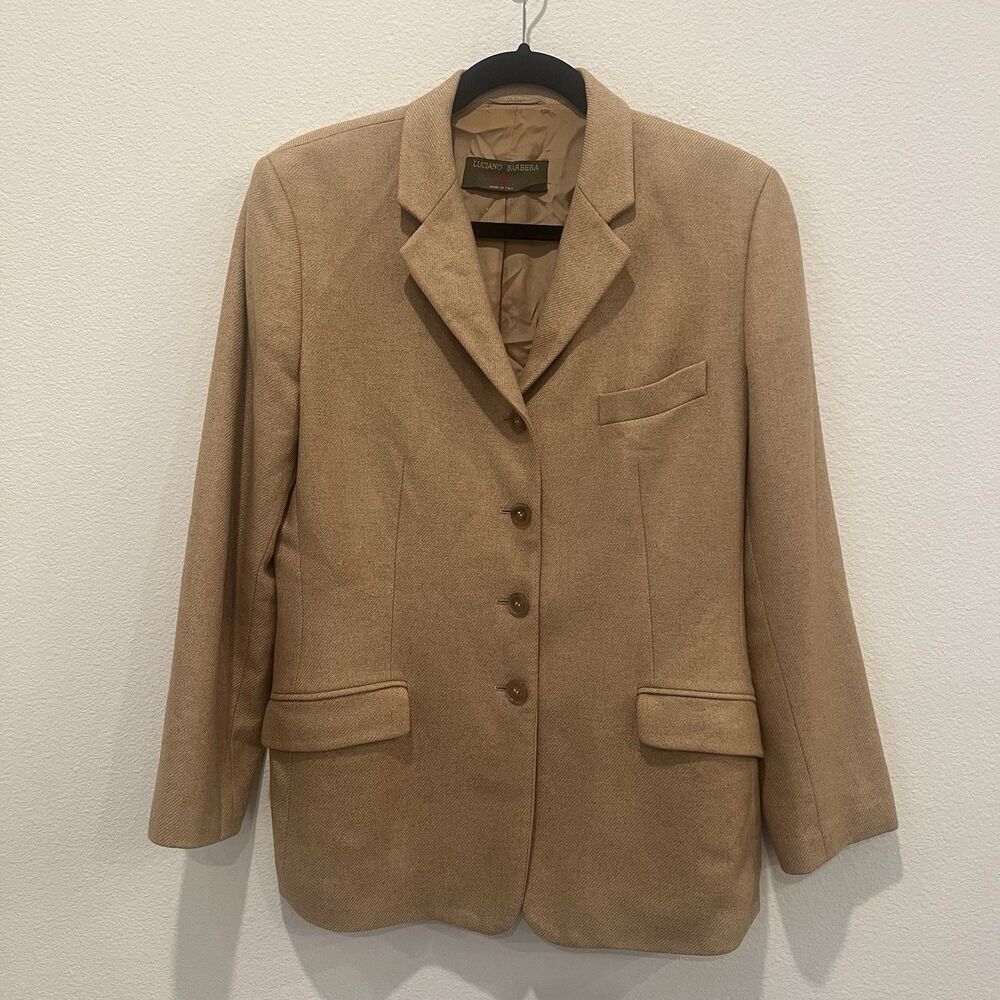 Luciano Barbera Women's Size 42 Tan Cashmere Silk Jacket/Blazer Made in Italy